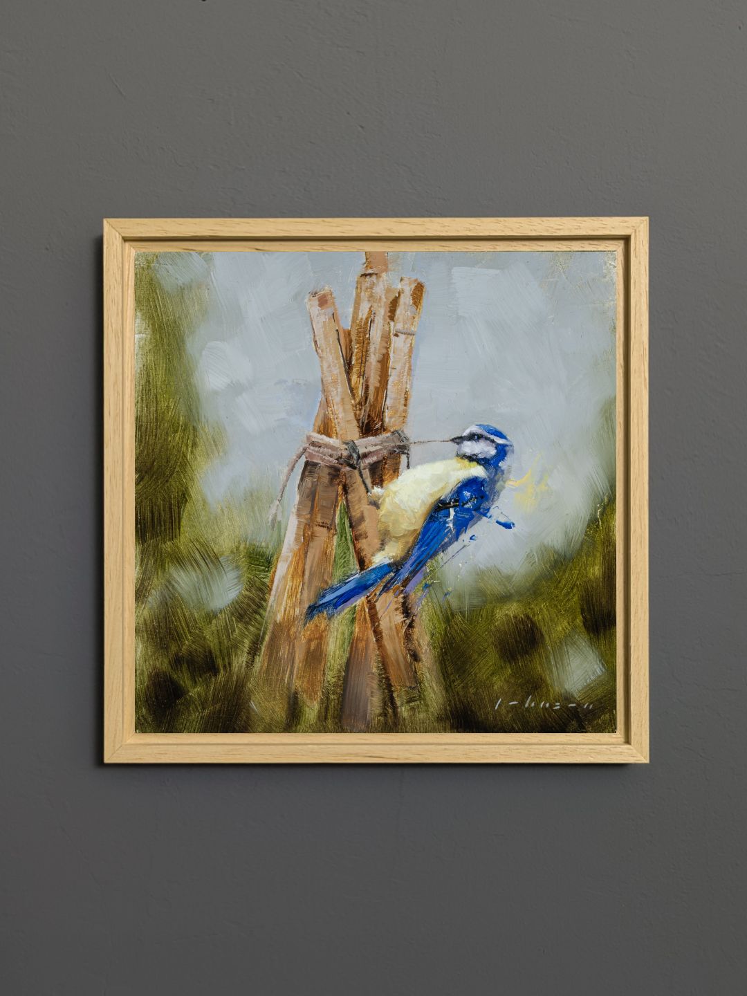 Pulling Strings, original oil painting on 8×8 gessobord panel by Dan Johnson